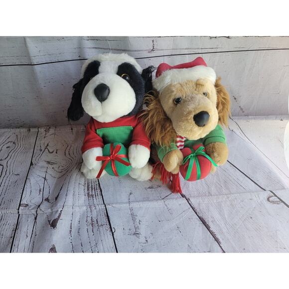 TL Toys Christmas Carol Singing Animated Spaniel Dogs WORKS JC Penney Music - Picture 1 of 9